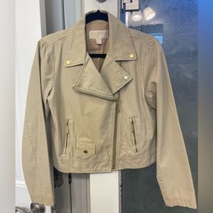 Michael Kors tan zip up with gold embellishments size Small